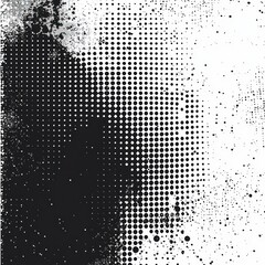 Impactful abstract designs are crafted with a monochrome halftone texture, enriched with grainy overlays.