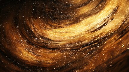 Golden swirling nebula background for digital art