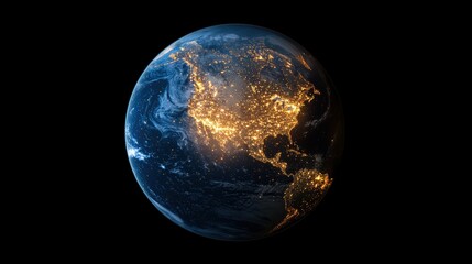 Fototapeta premium Global Globe Earth Globe with city lights at night, representing global urbanization and human activity
