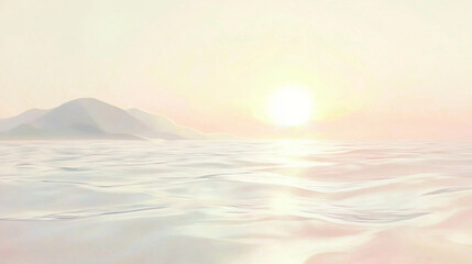 Obraz premium serene landscape featuring soft misty vapor over calm waters at sunrise