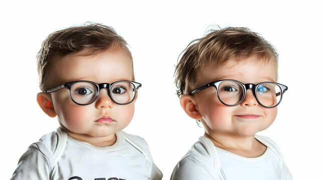 two boys with glasses - Powered by Adobe