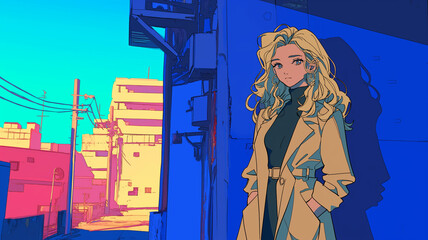 レトロポップな世界｜カジュアルファッションのアニメ美少女