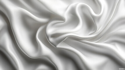 Fototapeta premium Elegant white satin fabric draping softly with subtle texture and shine