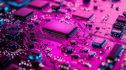 Obraz premium Pink Circuit Board Closeup