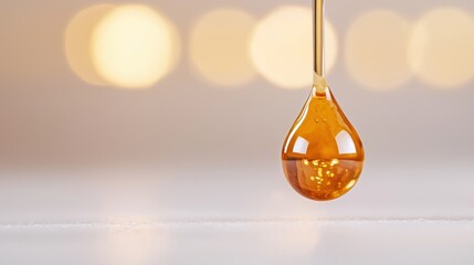 Vitamin Drop or Oil Droplet Dropper with a drop of vitamin oil, white background, emphasizes precise dosage and controlled intake