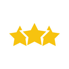 Three yellow stars vector icon