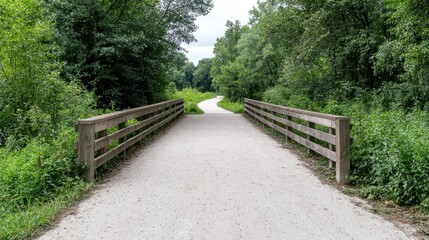 Scenic gravel path through green trees