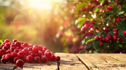 Elegant Podium with Cranberries Under the Afternoon Sun. AI generated illustration