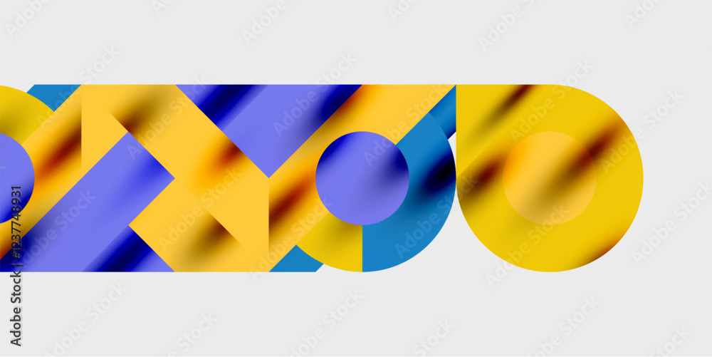 Aufkleber Modern abstract background featuring circles, lines, and triangles in a dynamic geometric composition. Perfect for stylish, tech, or creative-themed designs
