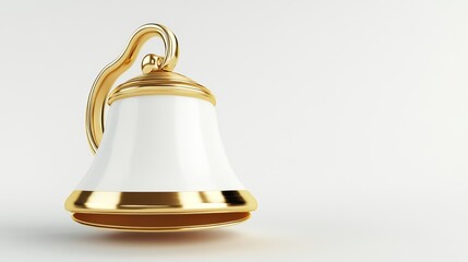 Elegant Golden and White Decorative Bell on Simple Background