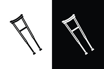 Thin Line Crutches Icon. Perfect for Healthcare Projects. crutch, illustration, symbol, vector, disability, outline