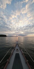 Scenic view of a boat on Lake Superior during a stunning sunset, sunset, twilight, picturesque