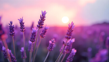 Obraz premium lavender field in sunset