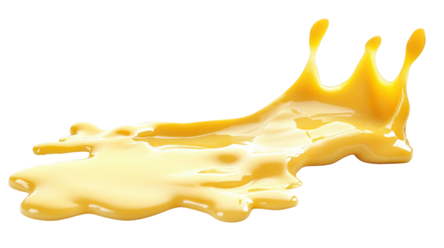 Sweet yellow custard splashing on transparent background