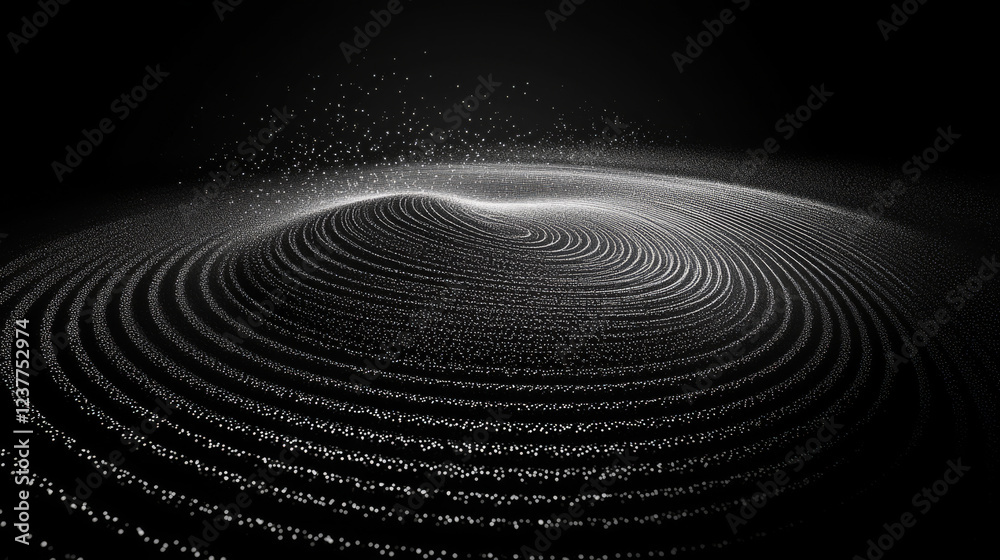 Poster technology background. abstract circular wave of particles. futuristic dotted wave. visualization of
