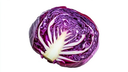 Obraz premium Fresh Purple Cabbage Half with Intricate Leaf Patterns and Texture