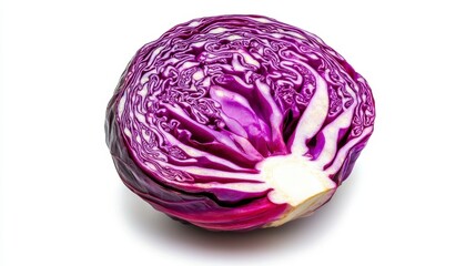 Fototapeta premium Fresh Whole Purple Cabbage on White Background for Healthy Eating