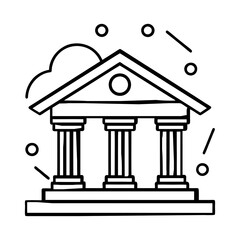 futuristic digital bank icon design. sleek vector representation of fintech building. modern minimalist banking symbol with blockchain.