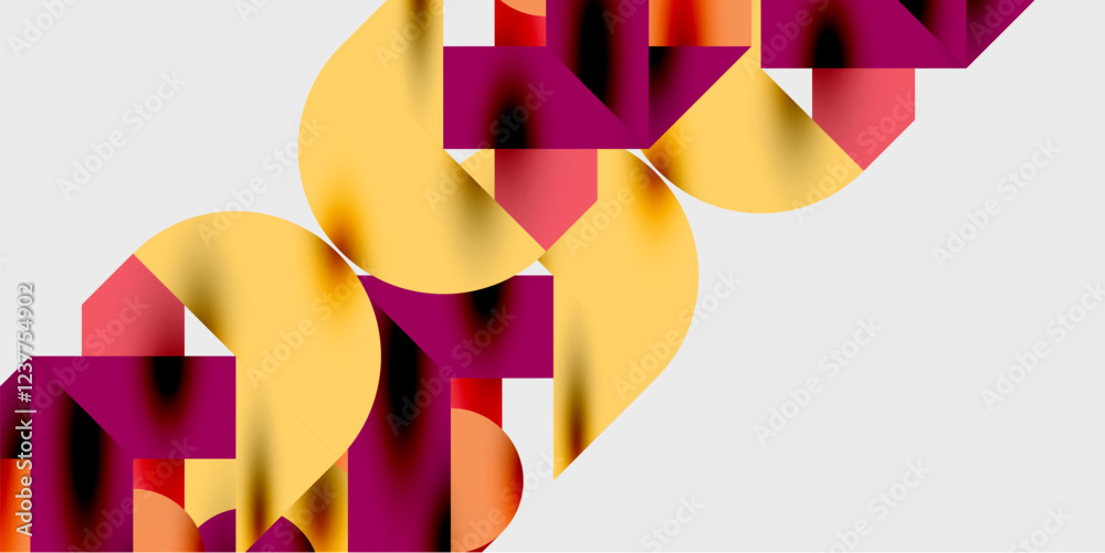Fototapete modern abstract background featuring circles, lines, and triangles in a dynamic geometric compositio