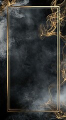 Elegant Black and Gold Frame with Smoky Swirls - AI generated illustration