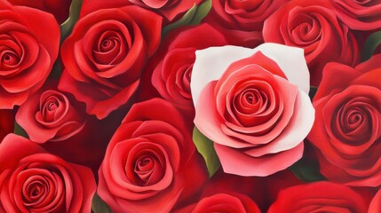 Naklejka premium Beautiful Red Roses with One White Rose in Elegant Floral Display