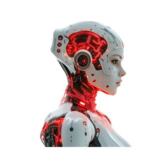 Futuristic Female Cyborg Profile with Red LED Wiring