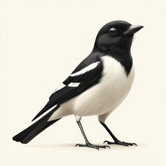 Obraz premium Black-and-white bird illustration, nature background, wildlife art, educational use