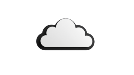 White cloud computing icon floating on transparent background
