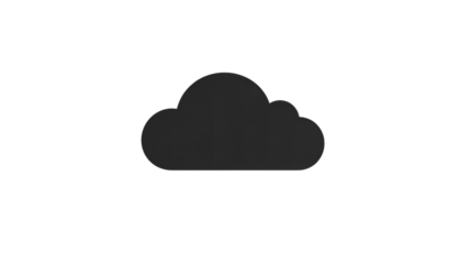 Dark cloud computing icon on transparent background symbolizing data storage