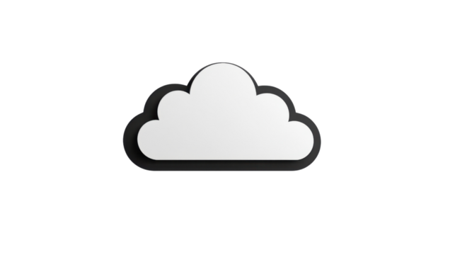 White cloud computing icon floating on transparent background