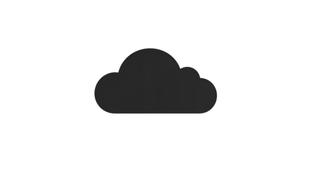 Dark cloud computing icon on transparent background symbolizing data storage
