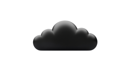 Dark cloud computing symbol floating on transparent background