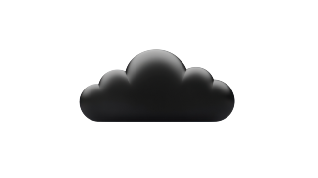 Dark cloud computing symbol floating on transparent background - Powered by Adobe