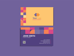 Double-sided creative business card template. Modern presentation card with company logo. Vector business card template. Visiting card for business and personal use. Vector illustration design.