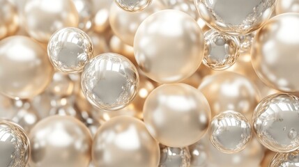 Fototapeta premium Shimmering Bubbles and Pearls with Soft Reflective Surface