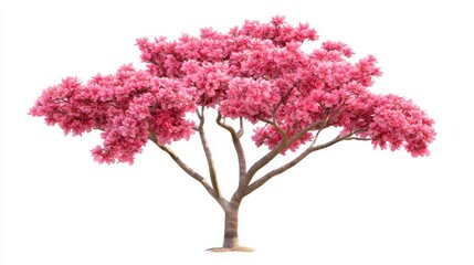 Obraz premium Beautiful Pink Blossom Tree with Vibrant Flowers and Green Leaves