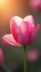 Fototapeta premium Soft pink petals unfurl in gentle morning breeze, warm light, soft focus