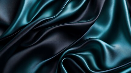 Obraz premium Teal and black silk fabric draped background for luxury design