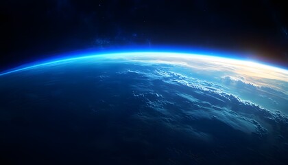 Fototapeta premium Earth Viewed From Space Showing Clouds And Atmosphere