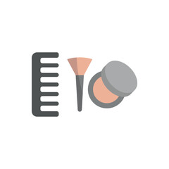 Powder puff and hairbrush set beauty salon icon represents beauty and self-care, perfect for salon branding, cosmetic designs, and hairstyling illustrations.