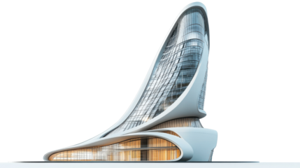 Modern skyscraper with futuristic design on transparent background