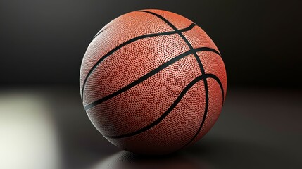Obraz premium A close-up view of a basketball showcasing its texture and design. Perfect for sports enthusiasts and promotional materials related to basketball.