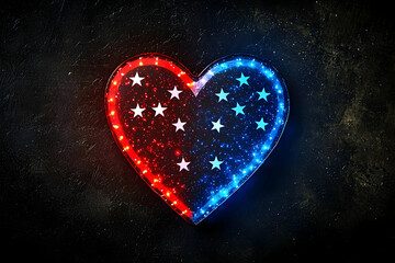 red heart on black background