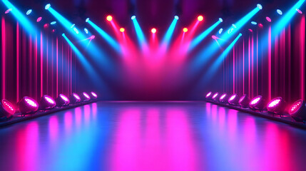 Fototapeta premium Stage lights illuminate empty runway