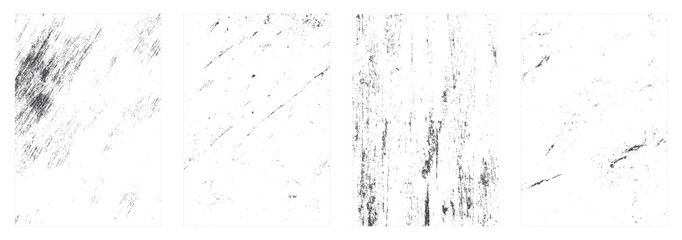 Fototapeta premium Overlay textures set stamp with grunge effect. Old damage Dirty grainy and scratches. Set of different distressed black grain texture. Distress overlay vector textures. 