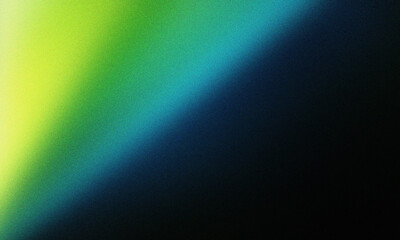 Abstract gradient design with vibrant yellow, green, and blue hues blending into a dark background with a subtle grainy texture, perfect for modern, artistic projects and stylish backdrops.