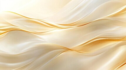 Obraz premium Golden silk waves, flowing fabric, light background, elegant design, website header