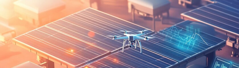 Vibrant solar energy facility with solar panels reflecting sunlight, showcasing sustainable power generation.