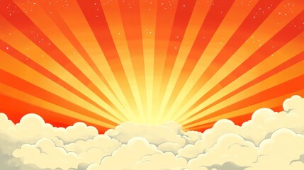 Fototapeta premium Sunrise rays above clouds, radiant sky, design backdrop