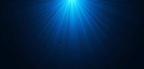 Stunning Underwater Scene with Bright Blue Light Rays and Sparkling Particles, Deep Ocean Background